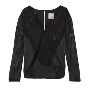 Mason Deep V / Plunge Black Silk Burnout Top *EUC* sz. 6 MSRP: $398+tax